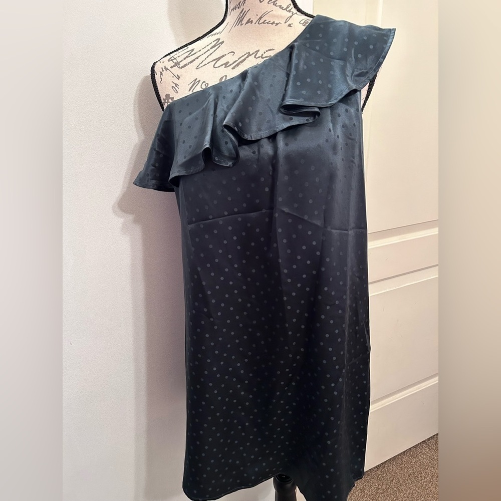Madewell silk polka dot one shoulder dress - Picture 2 of 6